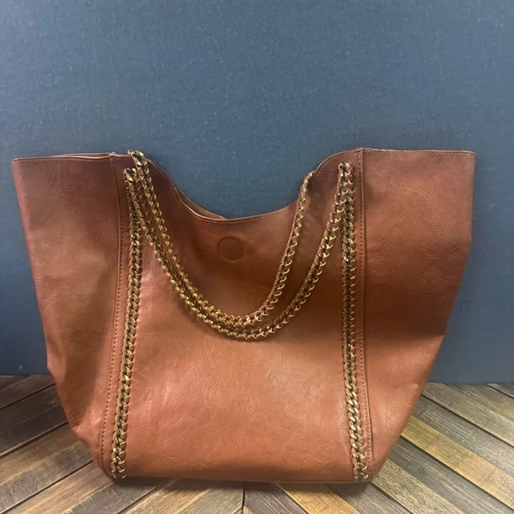 Altar'd State Brown Vegan Leather tote purse with pouch. - Picture 11 of 15